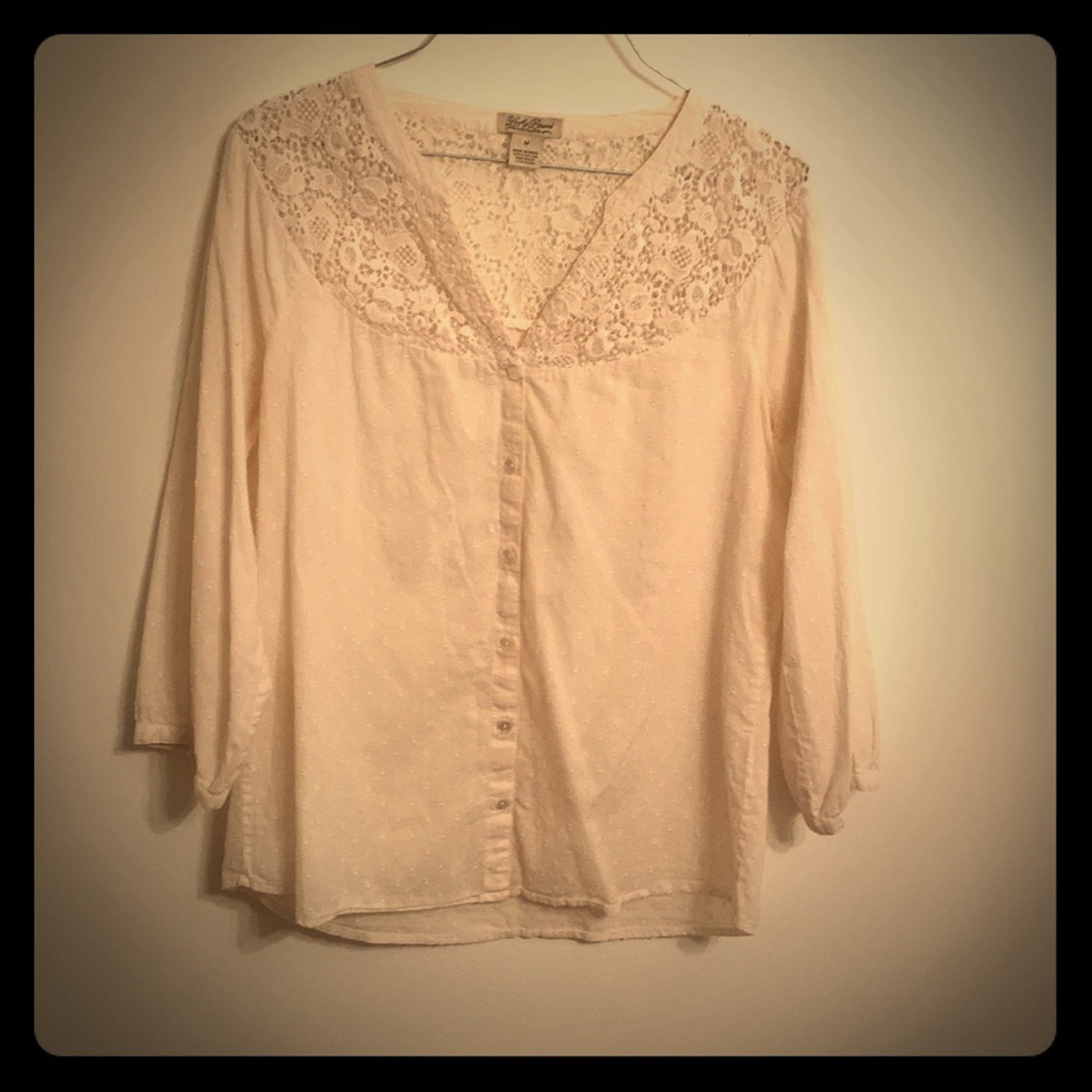 Lucky Brand cream lacy shirt